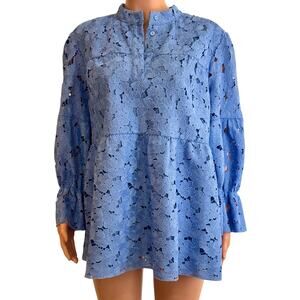 Tuckernuck Blue Lace Peasant Blouse
